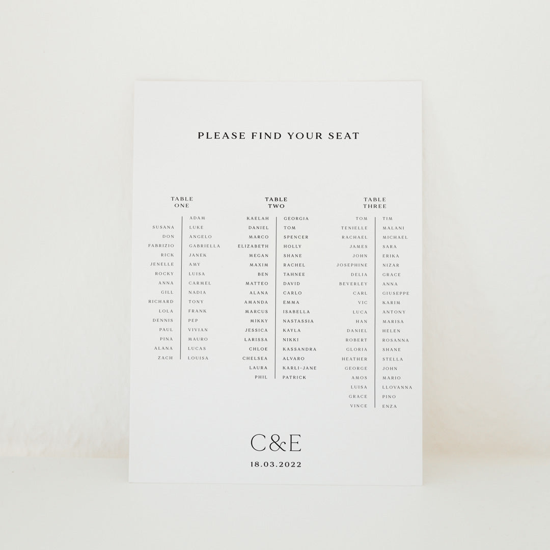 Wilde - Seating Chart – Sea and Paper Creative Studio