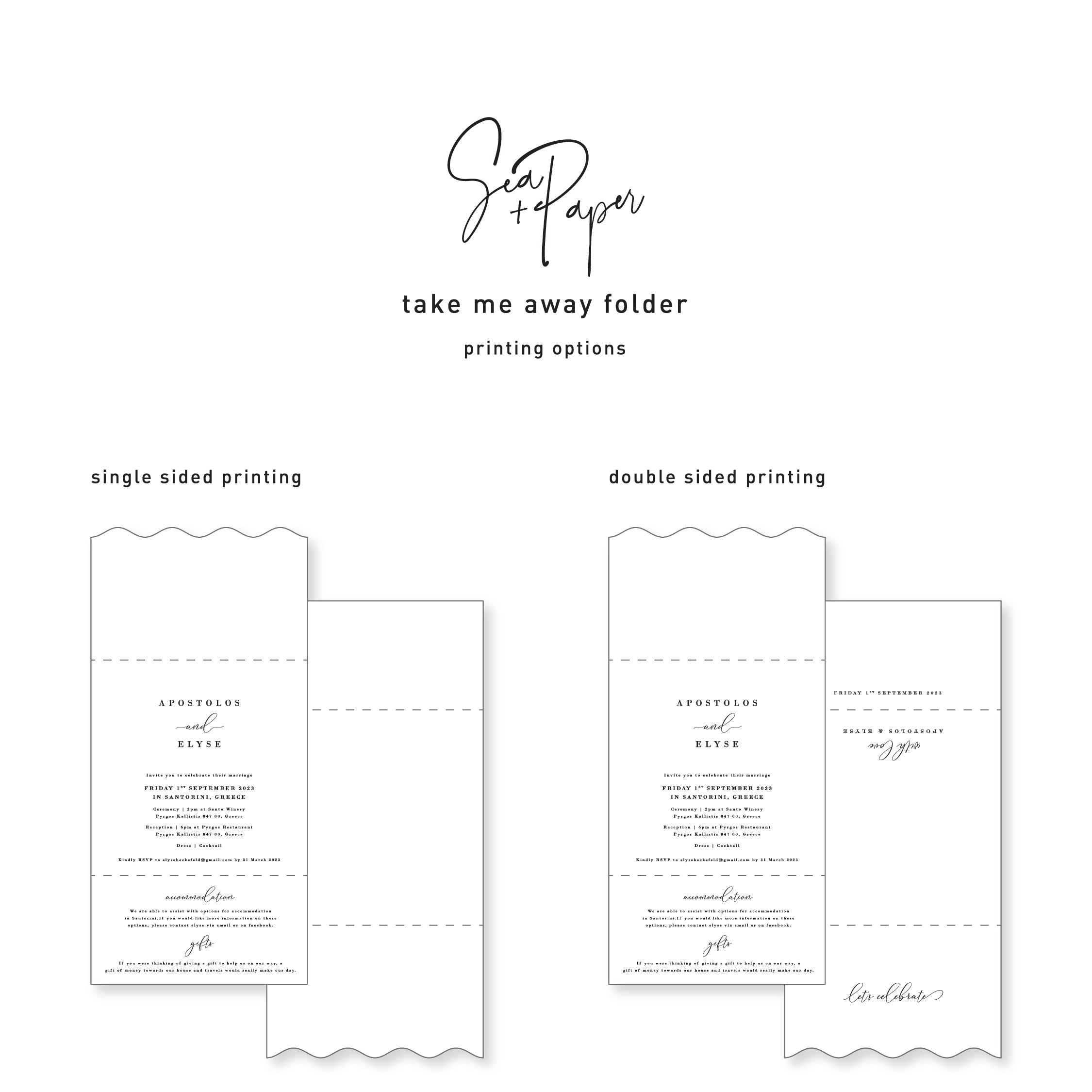 Take Me Away - Wedding Invitation Folder & Envelope – Sea and Paper ...