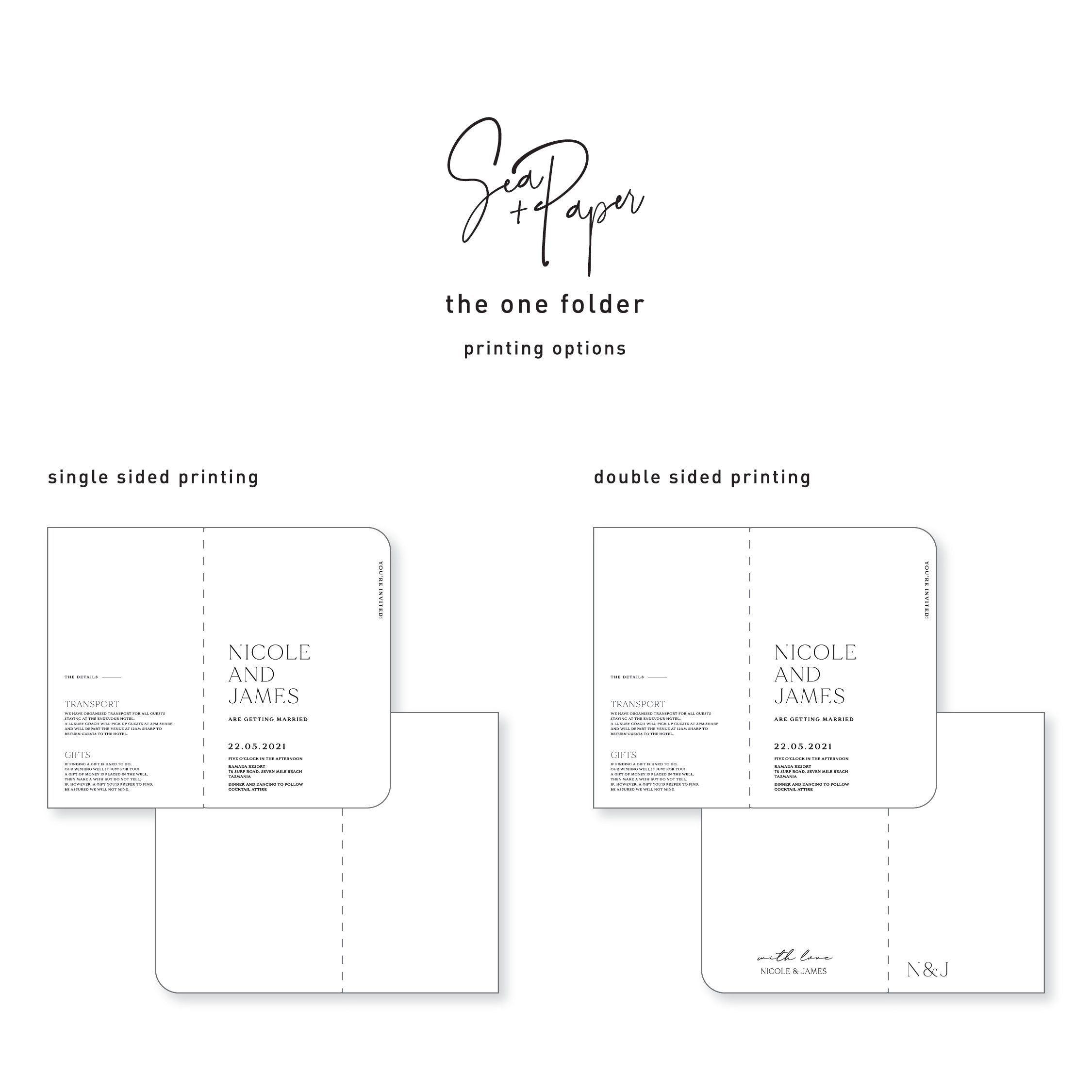 The One - Wedding Invitation Folder & Envelope – Sea and Paper Creative ...