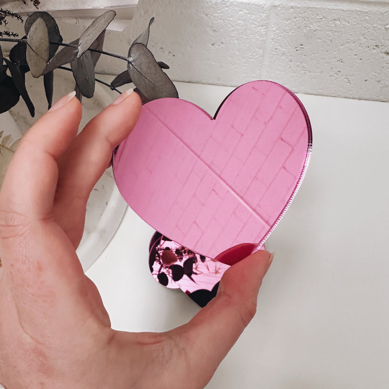 Acrylic Mirror Pink Heart Blanks