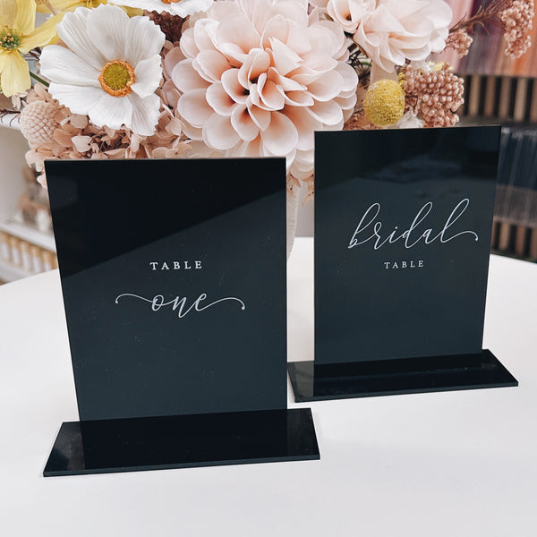 *SALE* Acrylic Table Numbers - Black - Set of 2