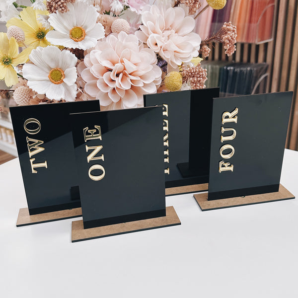 *SALE* Acrylic Table Numbers - Black - Set of 4