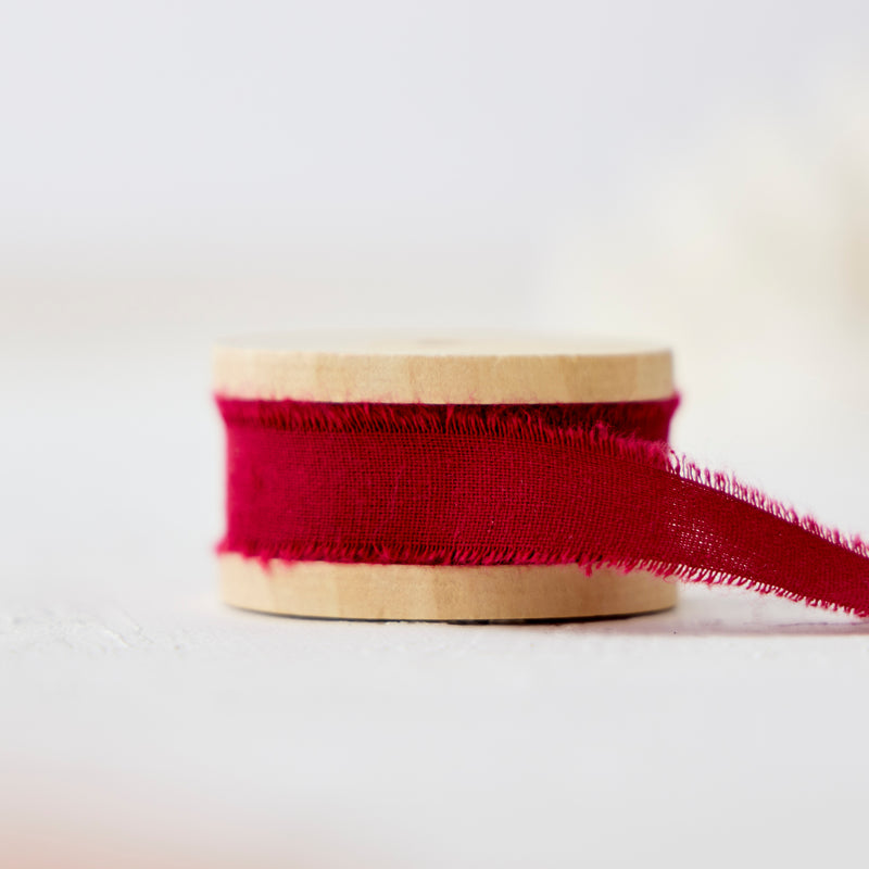 Linen Ribbon Roll - Crimson