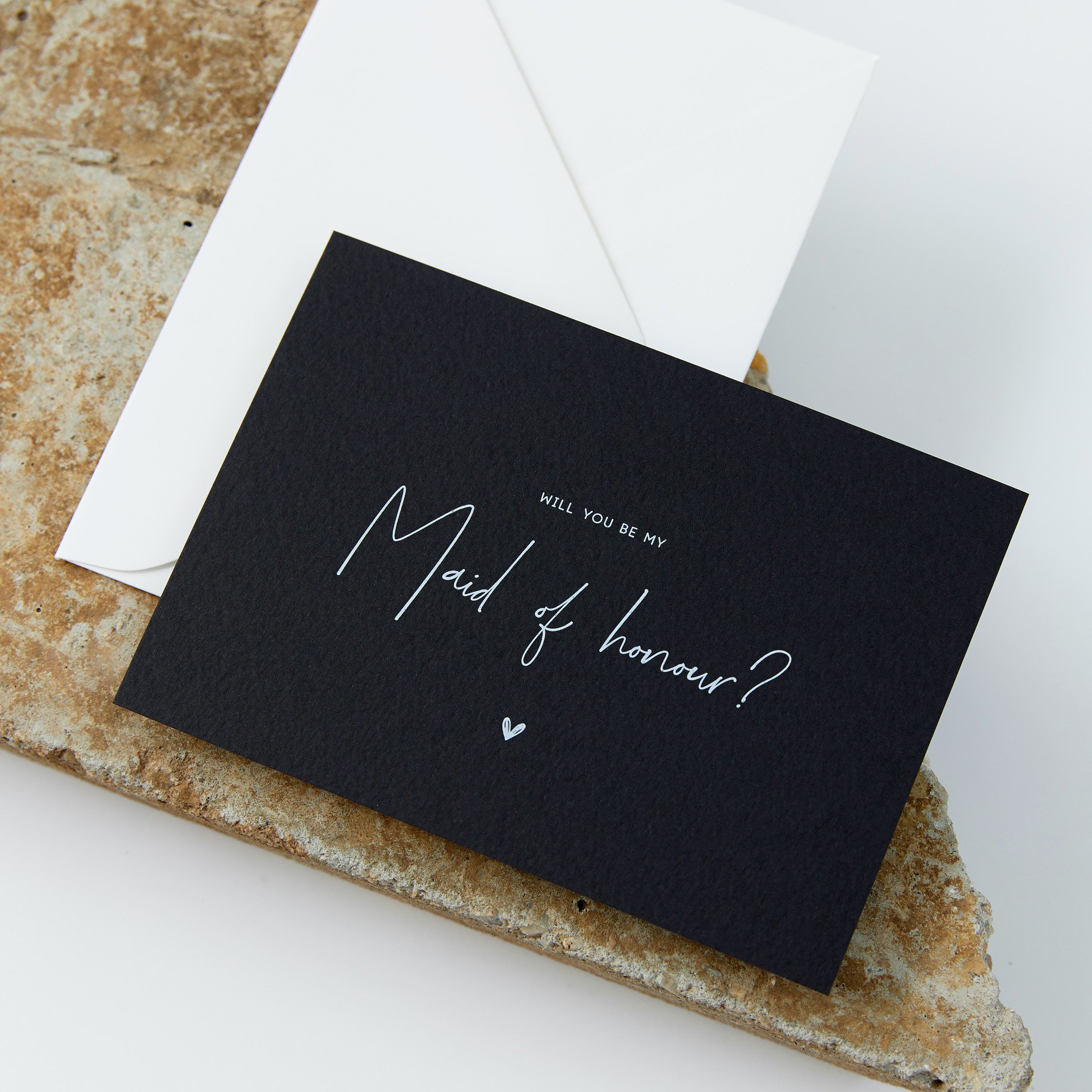 Maid Of Honour Proposal Card - Textured Black – Sea and Paper Creative ...