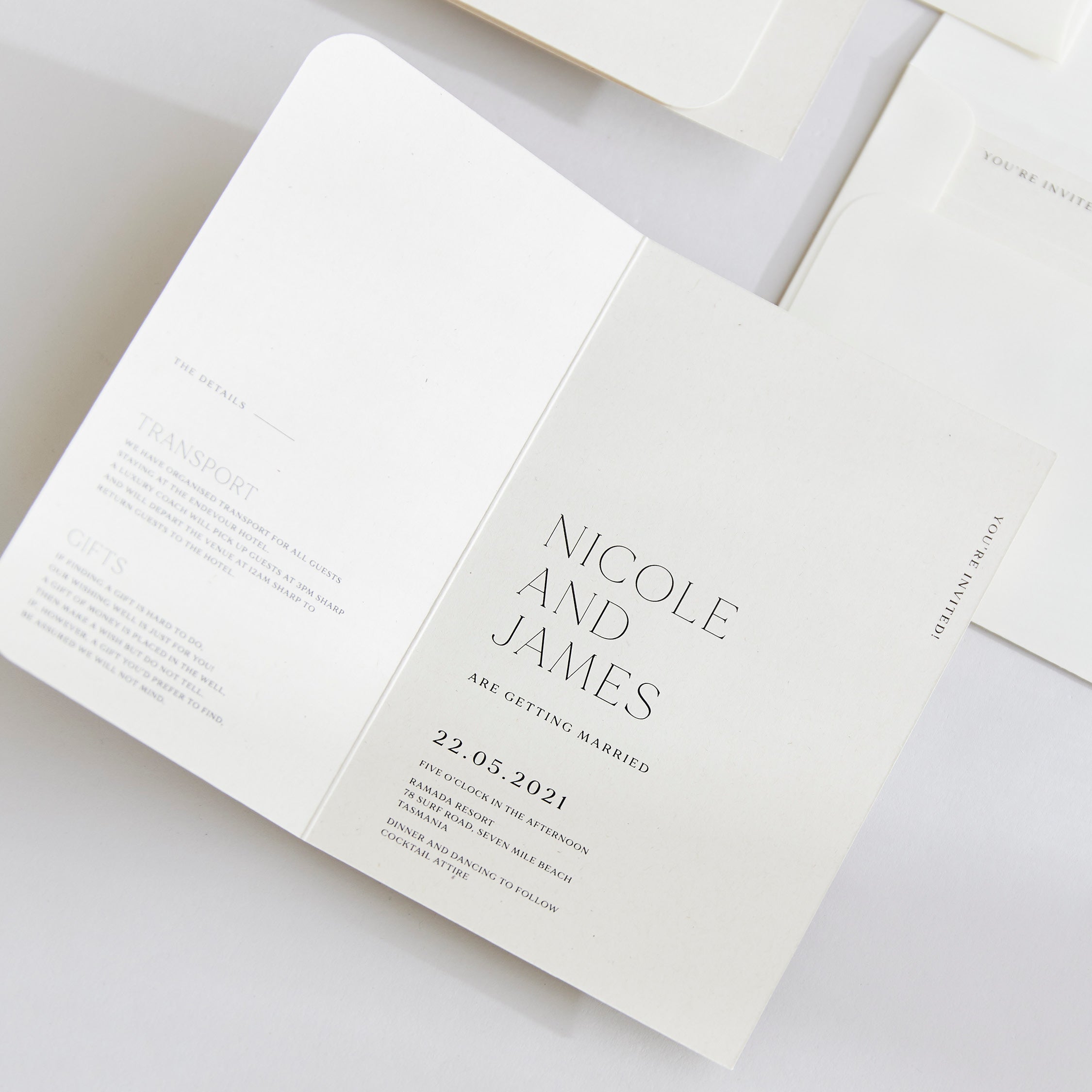 The One - Wedding Invitation Folder & Envelope – Sea and Paper Creative ...