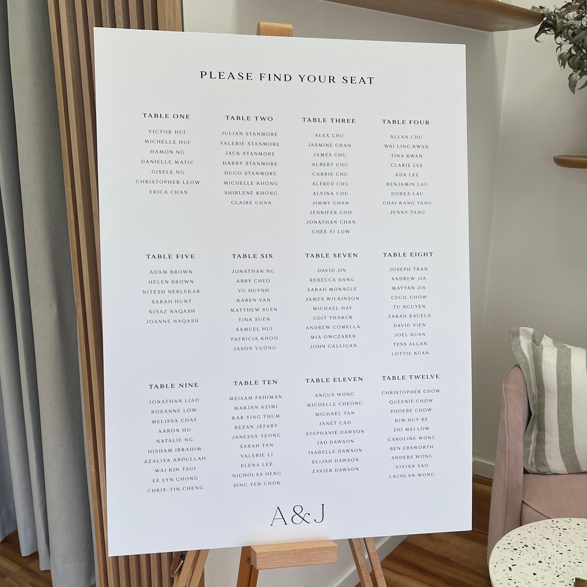 Wilde - Seating Chart – Sea and Paper Creative Studio